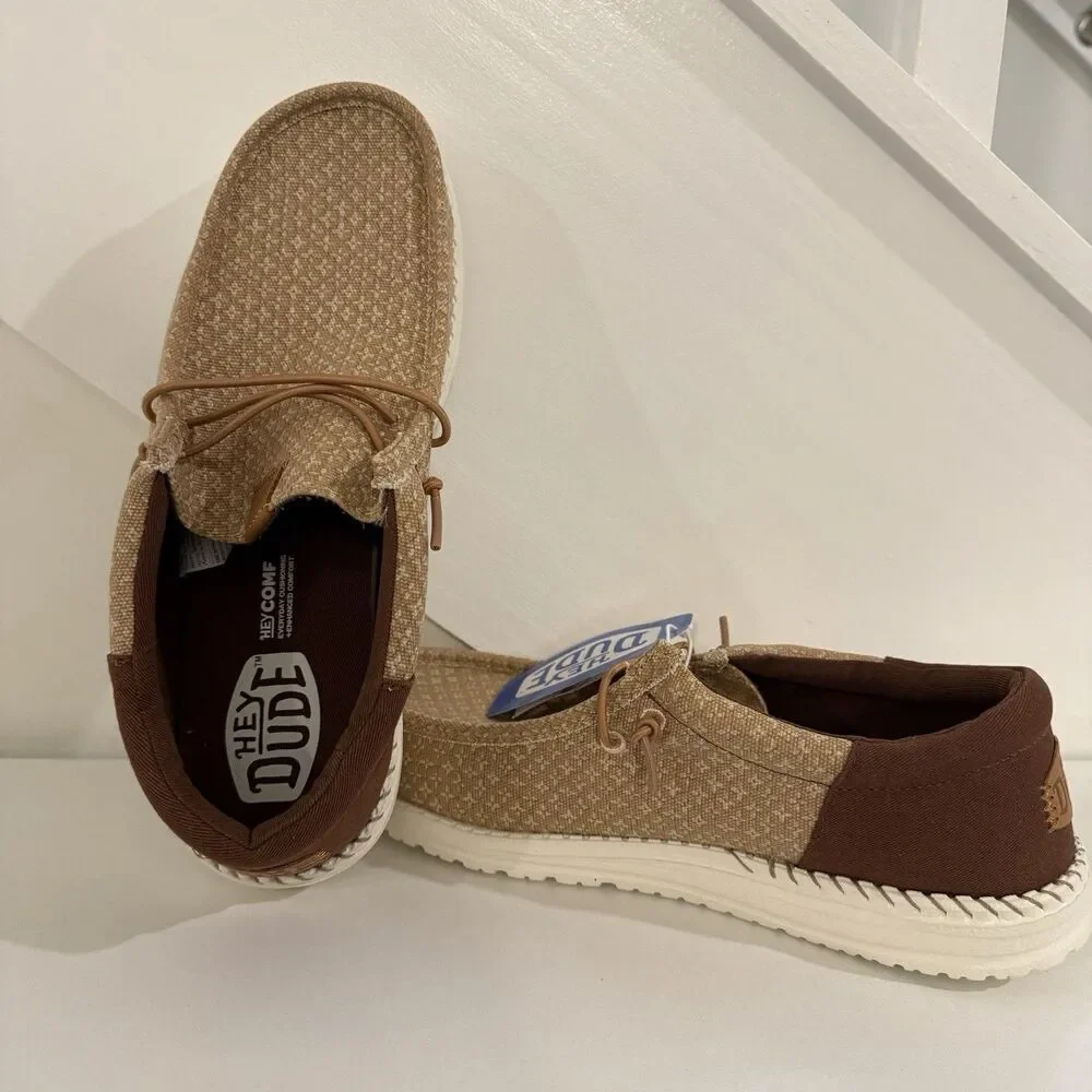 Hey Dude Wally FUNK Block Print Macaroon/Downtown Brown US M10/EUR43 NWT